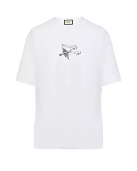 Футболка с принтом птицы на груди, белая Shatu