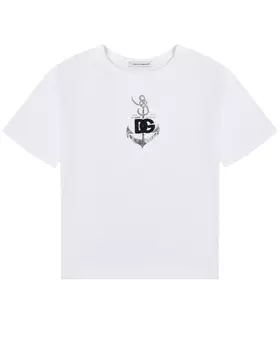 Футболка с принтом "якорь", белая Dolce&Gabbana