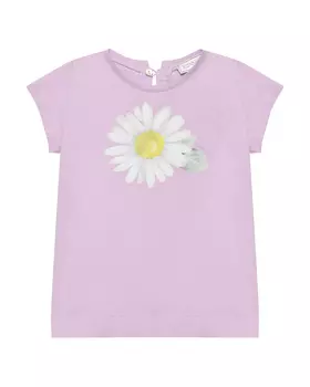 Футболка с принтом "ромашка", сиреневая Monnalisa