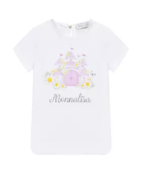 Футболка с принтом "замок в ромашках" Monnalisa