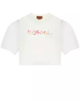 Футболка с разноцветным лого, белая Missoni