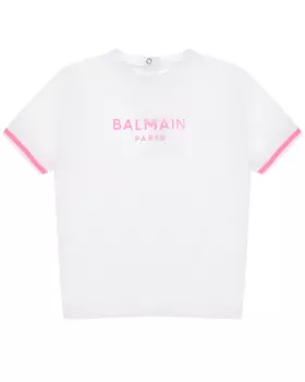 Футболка с розовым лого Balmain
