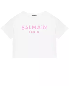 Футболка с розовым лого Balmain