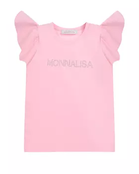 Футболка с рукавами-крылышками и лого Monnalisa