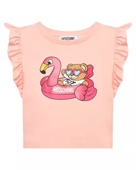 Футболка с рукавами-рюшами, розовая Moschino