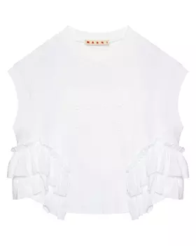 Футболка с рюшами, белая MARNI
