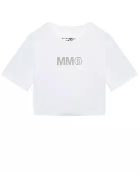 Футболка с серебристым лого MM6 Maison Margiela