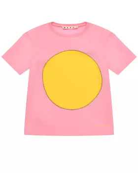Футболка с желтым кругом, розовая MARNI