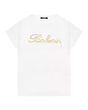 Футболка с золотым лого Balmain