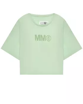 Футболка салатовая с блестящим лого MM6 Maison Margiela