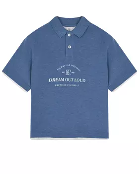 Голубая футболка-поло Brunello Cucinelli