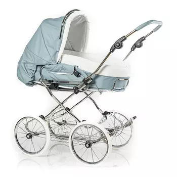 Голубая комбинированная коляска 2 в 1 Superdeluxe + сумка Hesba