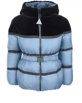 Голубая куртка с бархатными вставками Moncler детская