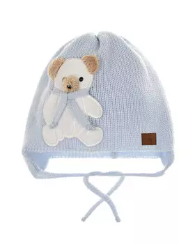 Голубая шапка с декором "Медвежонок" Joli Bebe детская