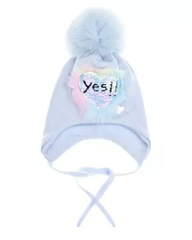 Голубая шапка с декором "Сердце Yes" Il Trenino детская