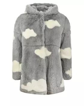 Голубая шуба из меха кролика Yves Salomon детская