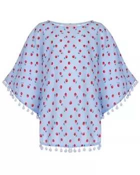 Голубая туника с принтом "вишни" Monnalisa