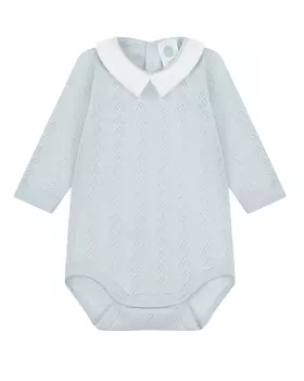 Голубое боди с белым воротником Sanetta