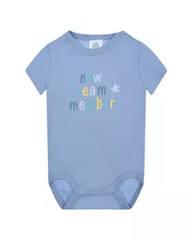Голубое боди с принтом "New team member" Sanetta