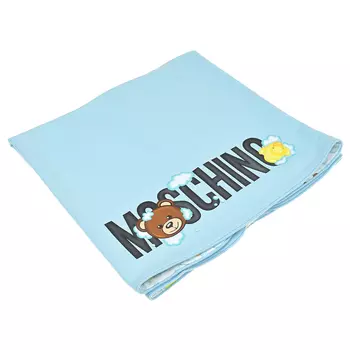 Голубое одеяло с принтом "медвежата", 71x71 см Moschino детское