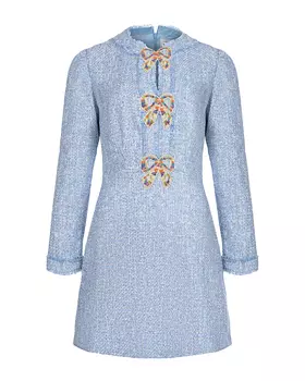 Голубое платье с декором "банты" Saloni