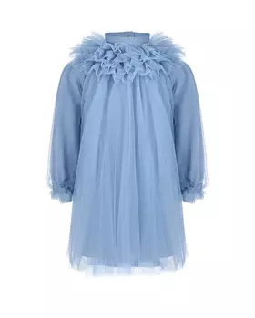 Голубое платье с оборками на вороте Monnalisa детское