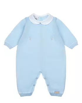 Голубой комбинезон с белым воротником Marlu