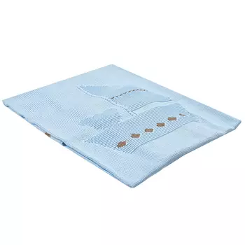 Голубой плед с вышивкой "кораблик" Marlu