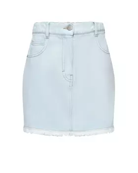 Юбка деним рванная по низу, голубая ASPESI