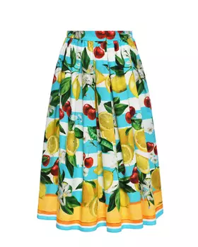 Юбка из поплина с принтом "фрукты" Dolce&Gabbana