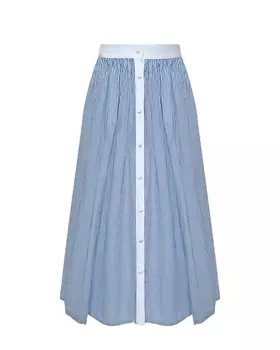 Юбка удлиненная в тонкую полоску, голубая Philosophy di Lorenzo Serafini Kids