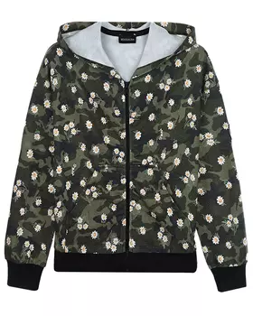 Камуфляжная спортивная куртка с принтом "ромашки" Monnalisa детская