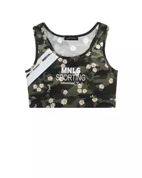 Камуфляжный топ с принтом "ромашки" Monnalisa детский