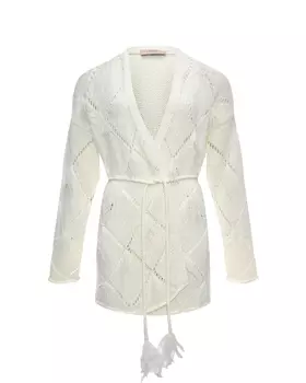 Кардиган бохо с перьями, белый TWINSET