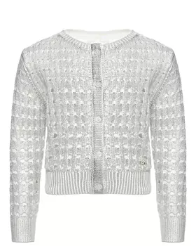 Кардиган с ажурной вязкой, серебристый Chloe
