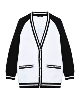 Кардиган с логотипом на спине, белый Balmain