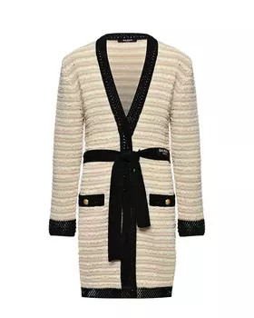 Кардиган в полоску с поясом Balmain