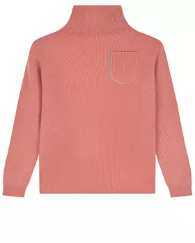 Кашемировый джемпер кораллового цвета Brunello Cucinelli детский