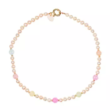 Колье, жемчуг/кварц/латунь I Love Cameo