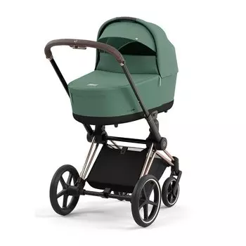 Коляска 2 в 1 CYBEX Priam IV Rosegold 2 в 1 цвет Leaf Green в комплекте со спальным блоком Lux Carry Cot