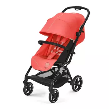 Коляска Eezy S+ 2 BLK Hibiscus Red с дождевиком и бампером CYBEX