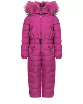 Комбинезон цвета фуксии с отделкой эко-мехом Freedomday детский