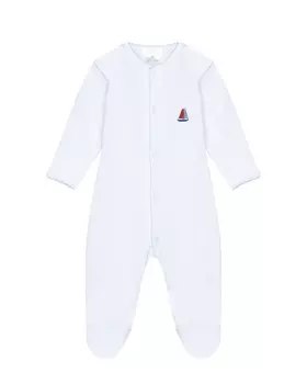 Комбинезон на кнопках, вышивка парусник Lyda Baby