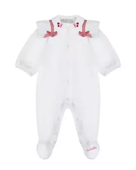 Комбинезон с кружевными рюшами, принт вишни Monnalisa