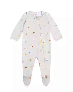 Комбинезон трикотаж со сплошным принтом букв, кремовый Tony Tots