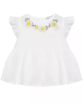 Комплект: белый топ и сиреневые шорты в горошек Monnalisa