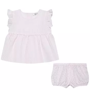 Комплект детский платье + трусики в тонкую полоску и мелкий цветочек IL Gufo