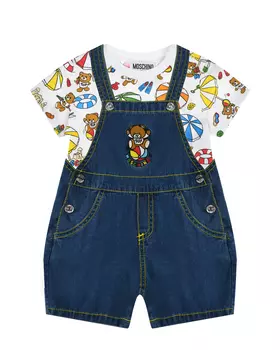 Комплект: джинсовый полукомбинезон и футболка Moschino