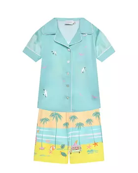 Комплект из хлопка в пижамном стиле с принтом Маями, голубой Eirene