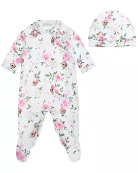 Комплект: комбинезон + шапка, цветочный принт Monnalisa